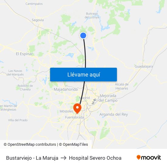 Bustarviejo - La Maruja to Hospital Severo Ochoa map