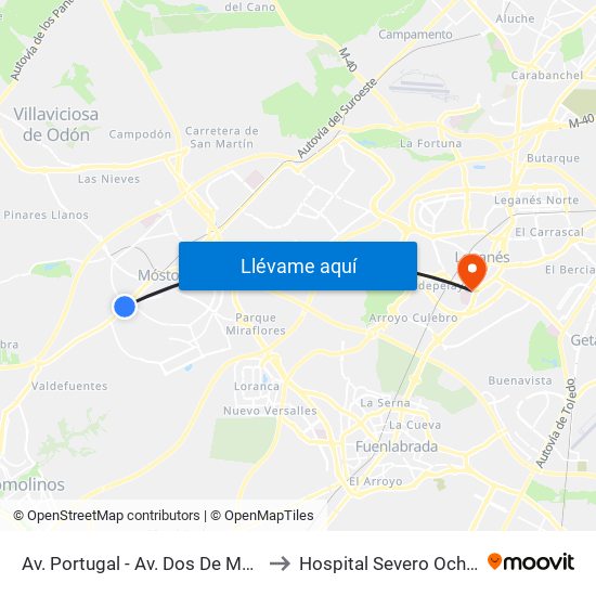Av. Portugal - Av. Dos De Mayo to Hospital Severo Ochoa map