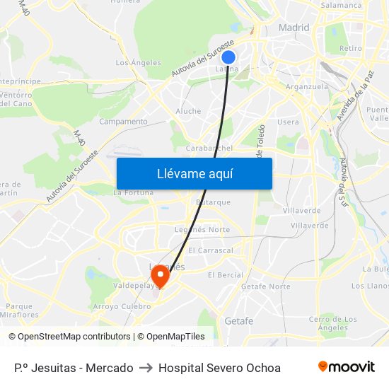 P.º Jesuitas - Mercado to Hospital Severo Ochoa map