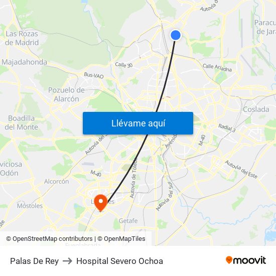 Palas De Rey to Hospital Severo Ochoa map