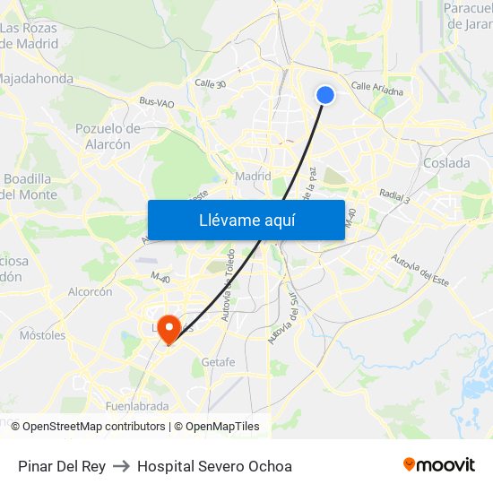 Pinar Del Rey to Hospital Severo Ochoa map