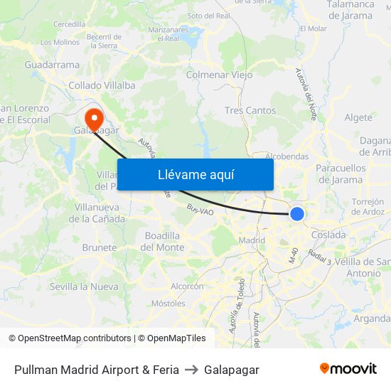 Pullman Madrid Airport & Feria to Galapagar map