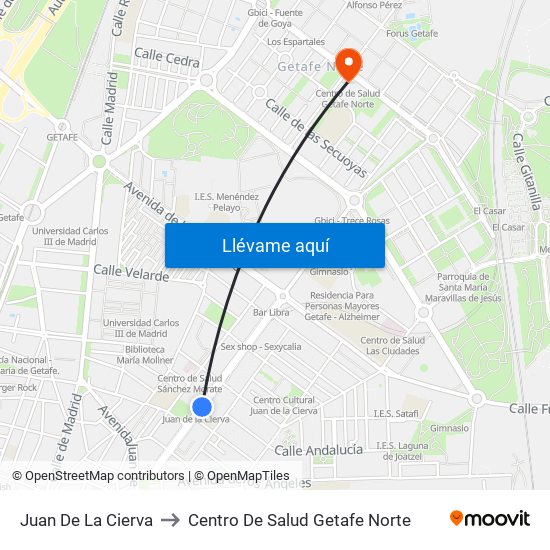 Juan De La Cierva to Centro De Salud Getafe Norte map