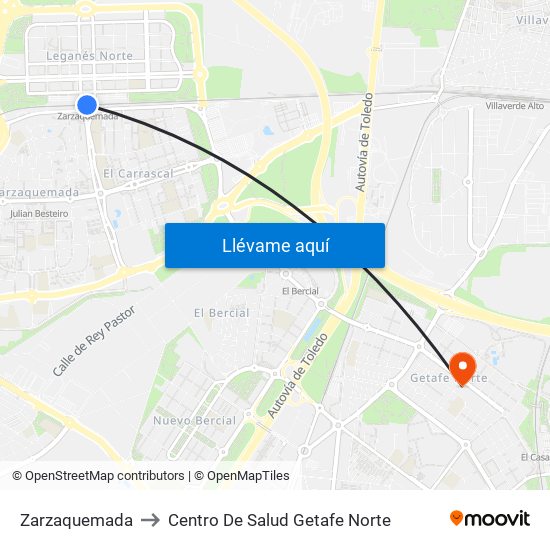 Zarzaquemada to Centro De Salud Getafe Norte map