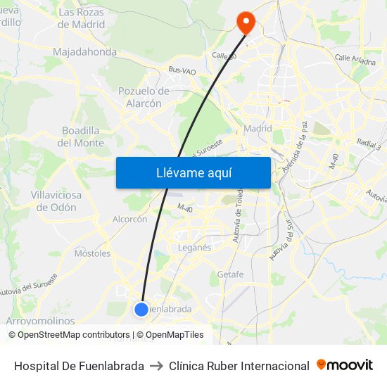 Hospital De Fuenlabrada to Clínica Ruber Internacional map