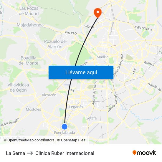 La Serna to Clínica Ruber Internacional map
