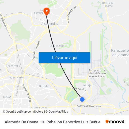 Alameda De Osuna to Pabellón Deportivo Luis Buñuel map
