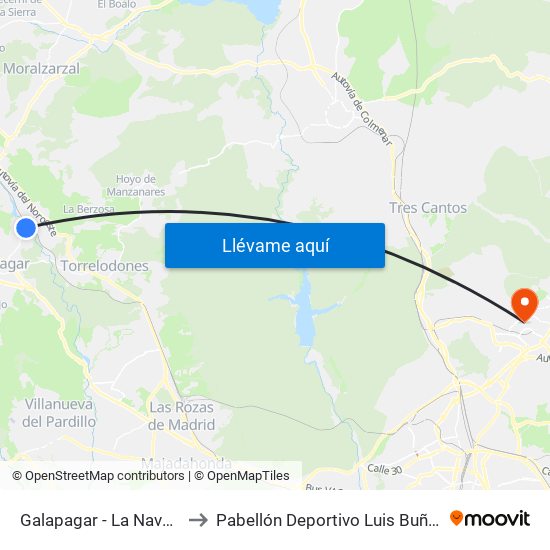 Galapagar - La Navata to Pabellón Deportivo Luis Buñuel map