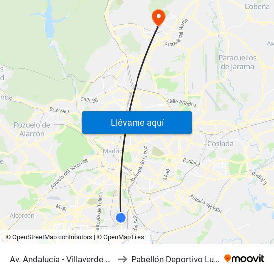 Av. Andalucía - Villaverde Bajo Cruce to Pabellón Deportivo Luis Buñuel map