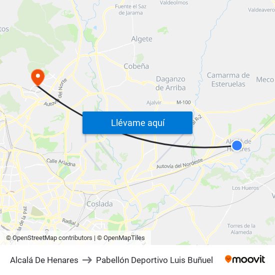 Alcalá De Henares to Pabellón Deportivo Luis Buñuel map