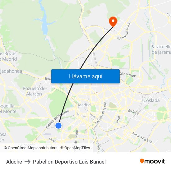 Aluche to Pabellón Deportivo Luis Buñuel map
