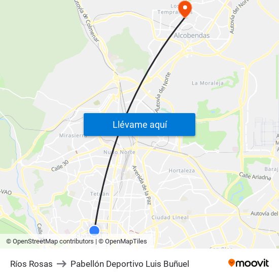 Ríos Rosas to Pabellón Deportivo Luis Buñuel map