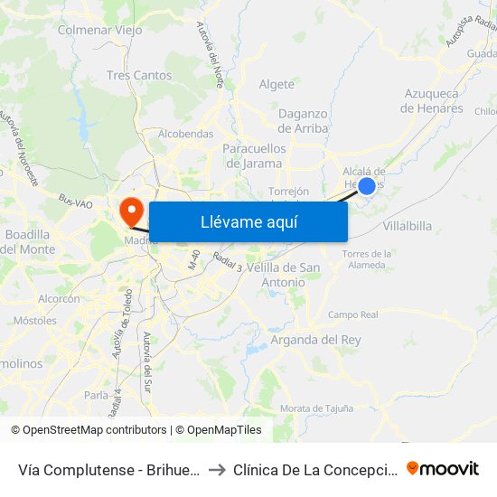 Vía Complutense - Brihuega to Clínica De La Concepción map
