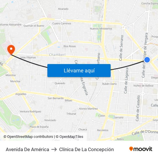 Avenida De América to Clínica De La Concepción map