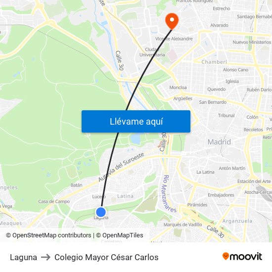 Laguna to Colegio Mayor César Carlos map