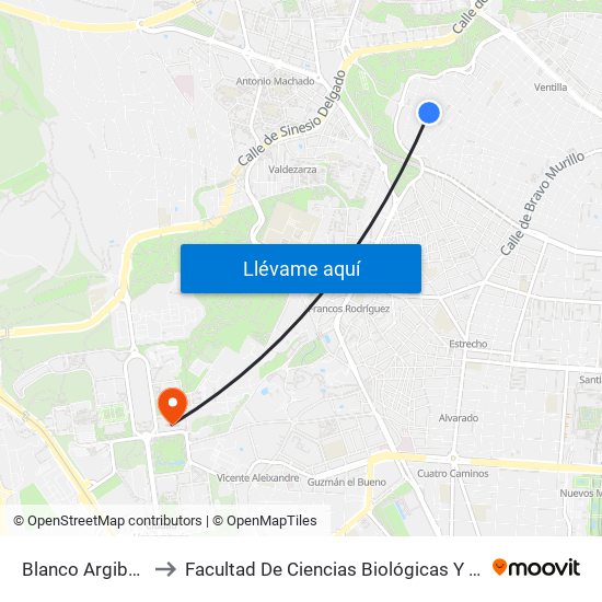 Blanco Argibay - Sorgo to Facultad De Ciencias Biológicas Y Ciencias Geológicas map