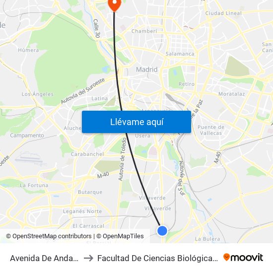 Avenida De Andalucía - Marconi to Facultad De Ciencias Biológicas Y Ciencias Geológicas map