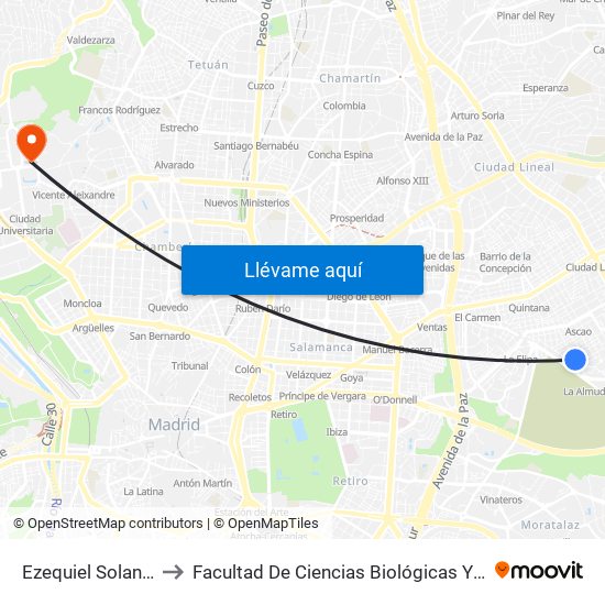 Ezequiel Solana - Arriaga to Facultad De Ciencias Biológicas Y Ciencias Geológicas map