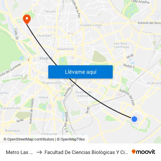Metro Las Suertes to Facultad De Ciencias Biológicas Y Ciencias Geológicas map