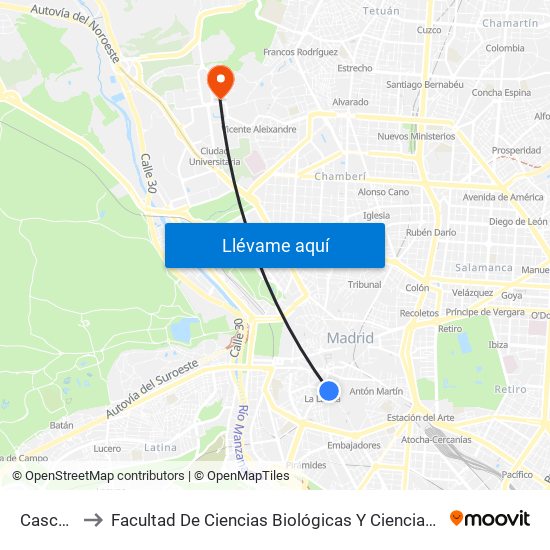 Cascorro to Facultad De Ciencias Biológicas Y Ciencias Geológicas map