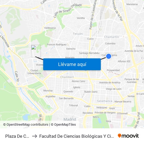 Plaza De Cataluña to Facultad De Ciencias Biológicas Y Ciencias Geológicas map