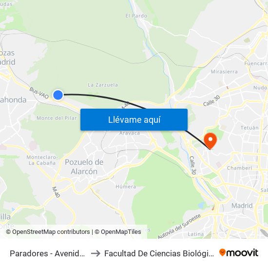 Paradores - Avenida De Casaquemada to Facultad De Ciencias Biológicas Y Ciencias Geológicas map