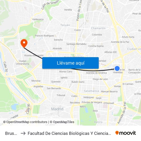 Bruselas to Facultad De Ciencias Biológicas Y Ciencias Geológicas map