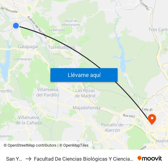 San Yago to Facultad De Ciencias Biológicas Y Ciencias Geológicas map