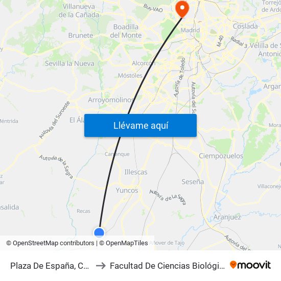 Plaza De España, Cabañas De La Sagra to Facultad De Ciencias Biológicas Y Ciencias Geológicas map
