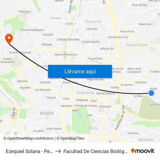 Ezequiel Solana - Pedro Antonio Alarcón to Facultad De Ciencias Biológicas Y Ciencias Geológicas map