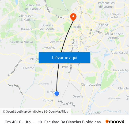 Cm-4010 - Urb. Los Pradillos to Facultad De Ciencias Biológicas Y Ciencias Geológicas map