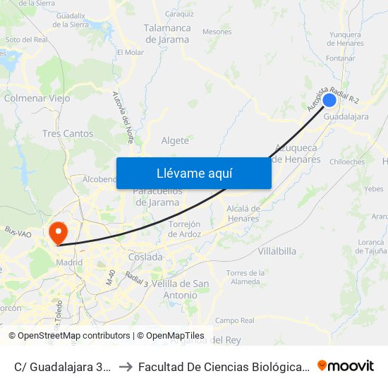 C/ Guadalajara 32, Marchamalo to Facultad De Ciencias Biológicas Y Ciencias Geológicas map