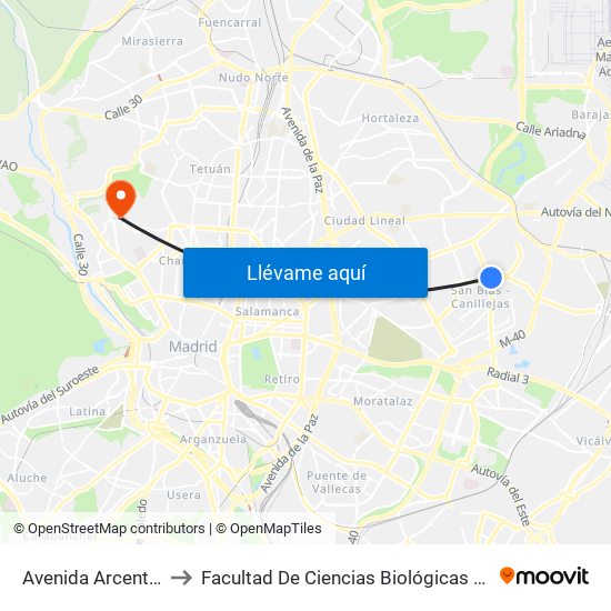 Avenida Arcentales - Iliada to Facultad De Ciencias Biológicas Y Ciencias Geológicas map