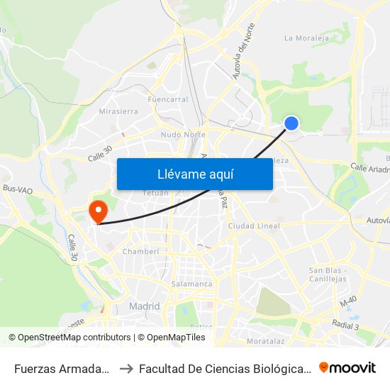 Fuerzas Armadas - Maragatería to Facultad De Ciencias Biológicas Y Ciencias Geológicas map