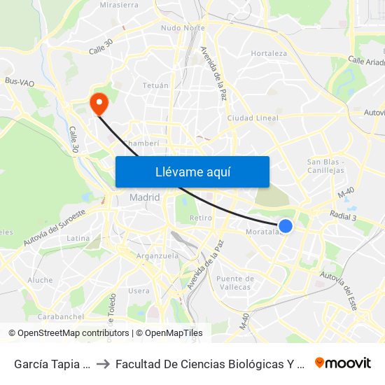 García Tapia - Oberón to Facultad De Ciencias Biológicas Y Ciencias Geológicas map