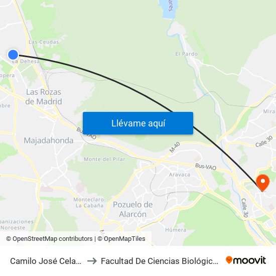 Camilo José Cela - Severo Ochoa to Facultad De Ciencias Biológicas Y Ciencias Geológicas map