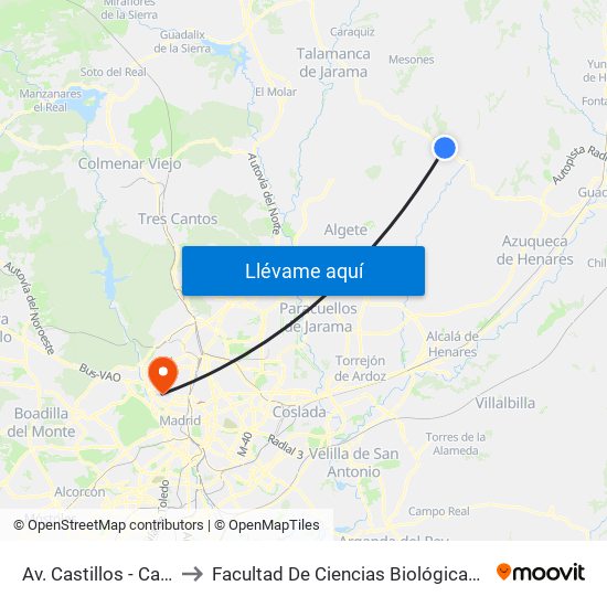 Av. Castillos - Castillo Peñafiel to Facultad De Ciencias Biológicas Y Ciencias Geológicas map