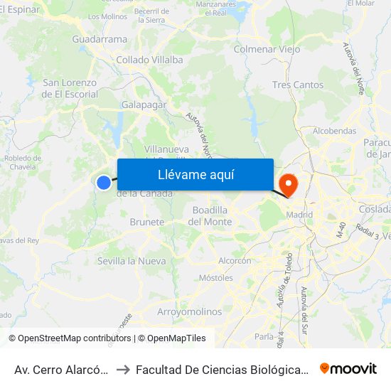 Av. Cerro Alarcón - Av. Madrid to Facultad De Ciencias Biológicas Y Ciencias Geológicas map