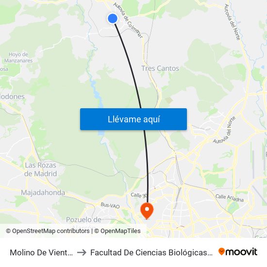 Molino De Viento - Auditorio to Facultad De Ciencias Biológicas Y Ciencias Geológicas map