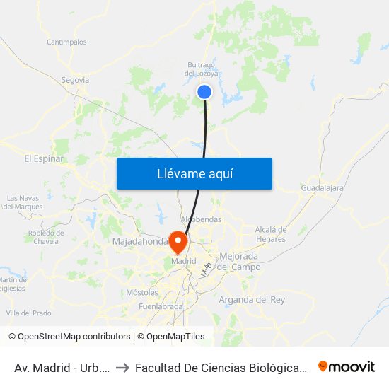 Av. Madrid - Urb. Los Terreros to Facultad De Ciencias Biológicas Y Ciencias Geológicas map