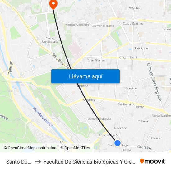 Santo Domingo to Facultad De Ciencias Biológicas Y Ciencias Geológicas map