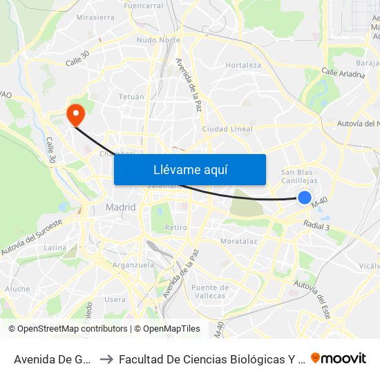 Avenida De Guadalajara to Facultad De Ciencias Biológicas Y Ciencias Geológicas map