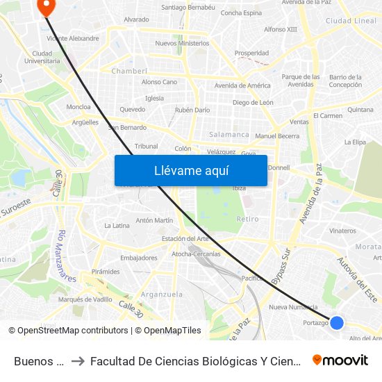 Buenos Aires to Facultad De Ciencias Biológicas Y Ciencias Geológicas map