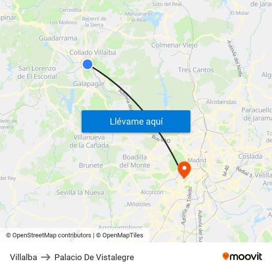 Villalba to Palacio De Vistalegre map