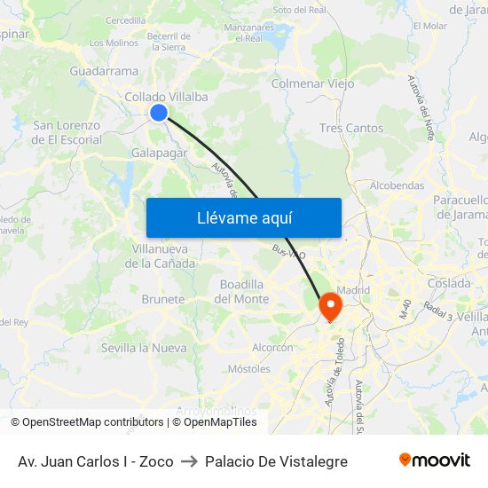 Av. Juan Carlos I - Zoco to Palacio De Vistalegre map