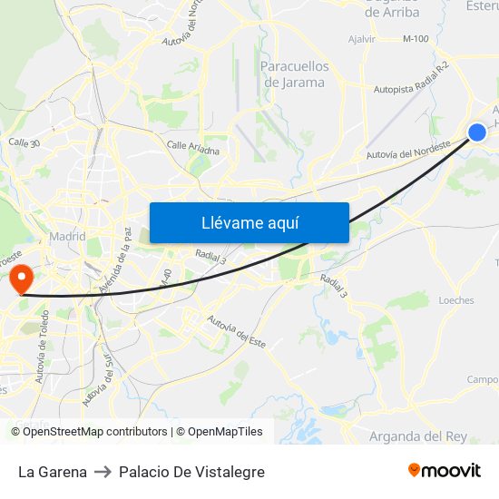 La Garena to Palacio De Vistalegre map