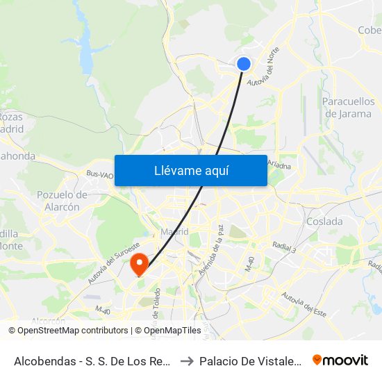 Alcobendas - S. S. De Los Reyes to Palacio De Vistalegre map