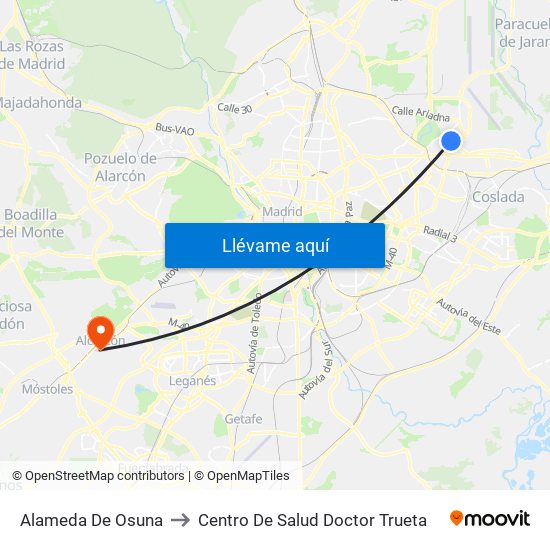 Alameda De Osuna to Centro De Salud Doctor Trueta map