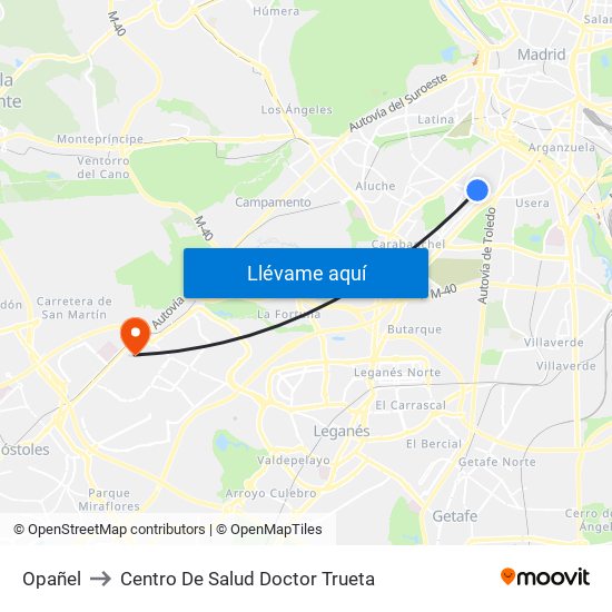 Opañel to Centro De Salud Doctor Trueta map