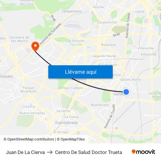 Juan De La Cierva to Centro De Salud Doctor Trueta map